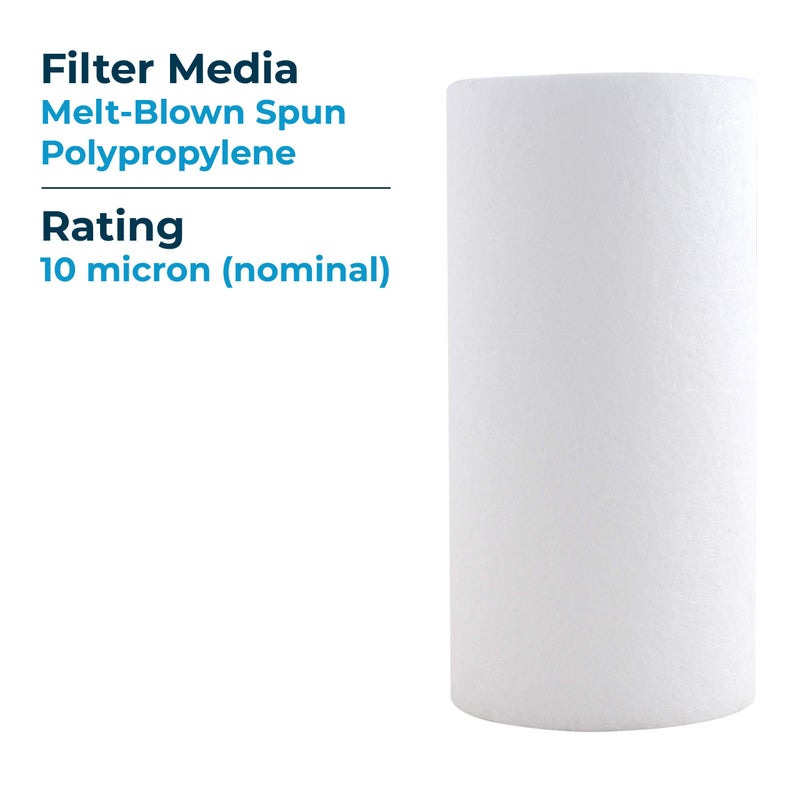 SpiroPure SP-P10-478 5x2.5 10 ميكرون خرطوشة فلتر مياه رواسب من مادة البولي بروبيلين المنصهرة SDC-25-0510 (علبة مكونة من 24 قطعة) - Image 4